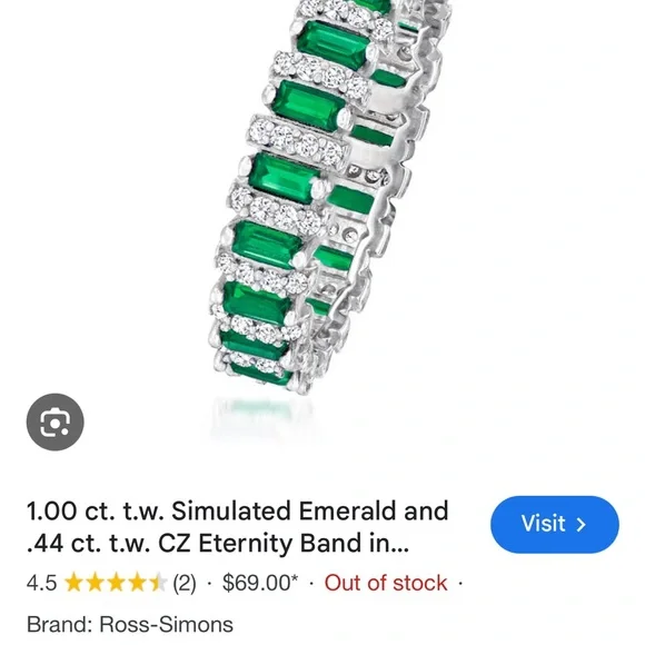 Never worn Ross Simons Emerlad and CZ eternity band - Picture 3 of 3